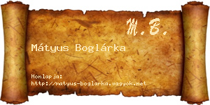 Mátyus Boglárka névjegykártya